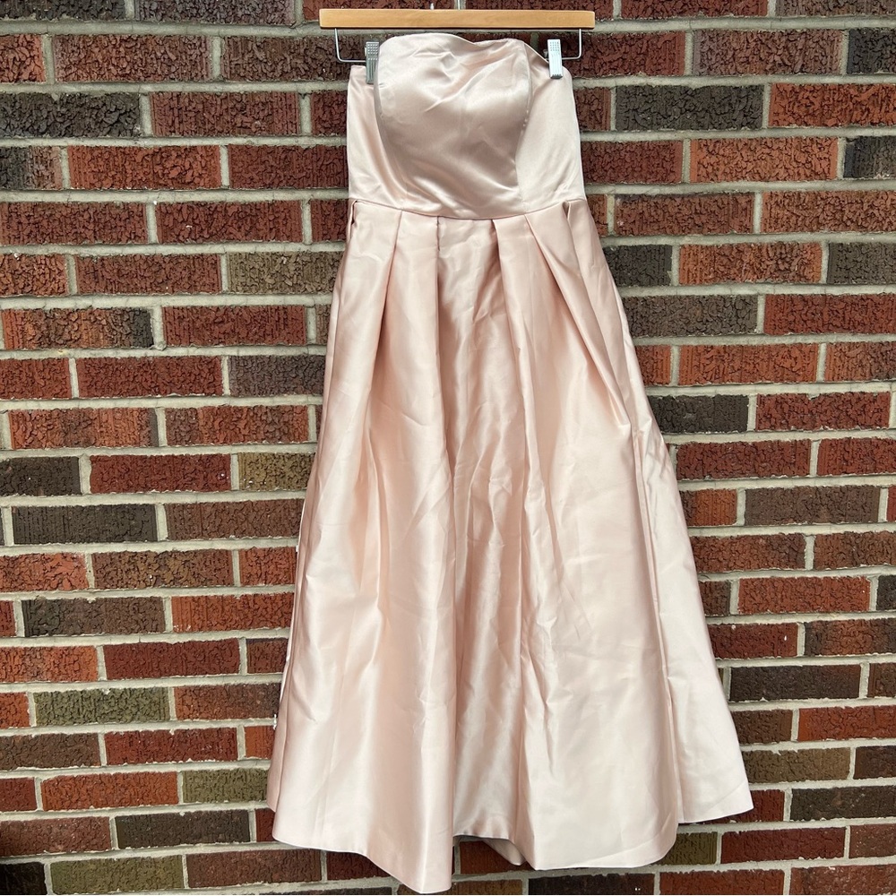 LanTing Pale Pink Satin Silk Tube Fit Corset A Line Gown